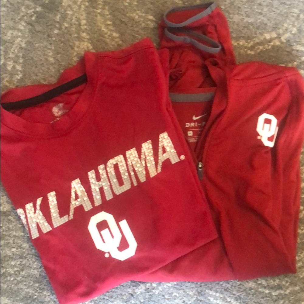 Nike dry fit hoodie and dry fit Sooner shirt